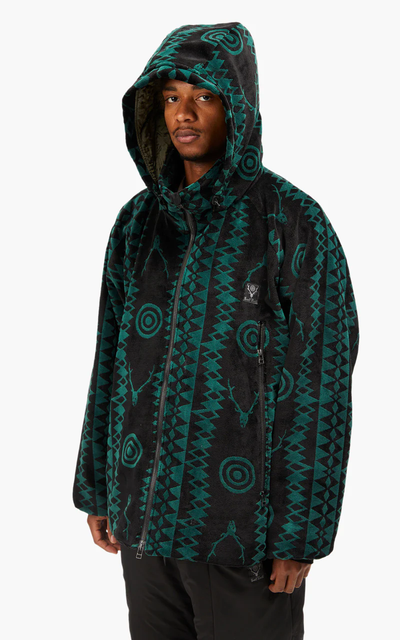 South2 West8 Weather Effect Jacket Velvet Jq. Skull & Target Black/Green - Image 7
