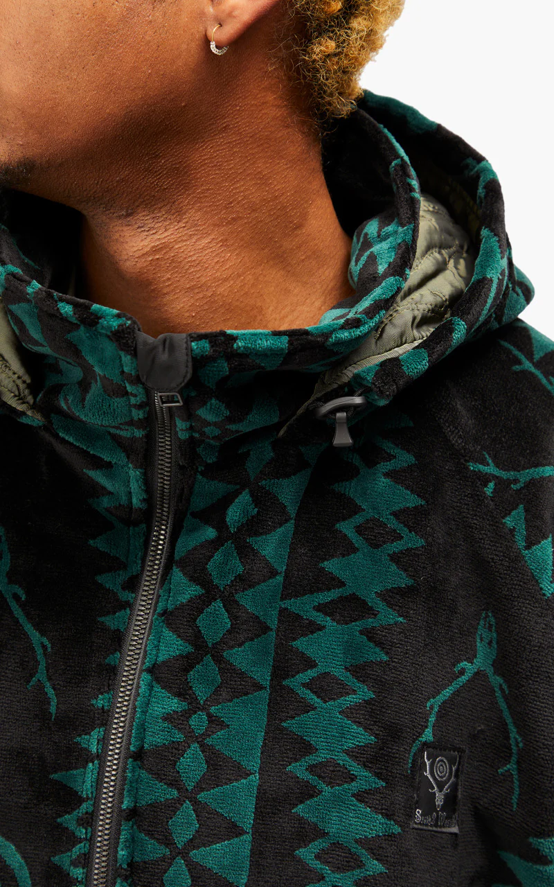 South2 West8 Weather Effect Jacket Velvet Jq. Skull & Target Black/Green - Image 9