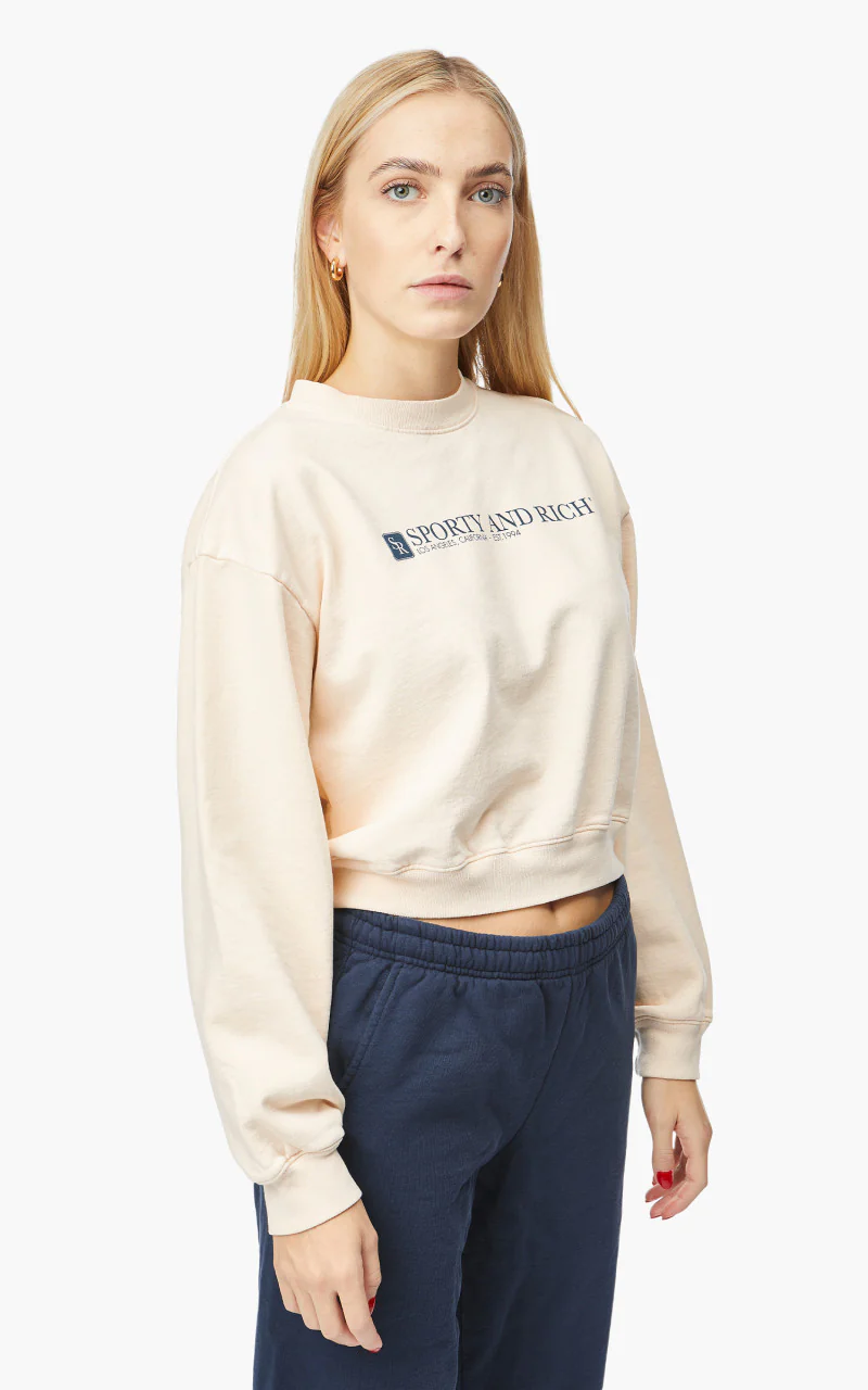 Sporty & Rich 94 Cropped Crewneck Cream - Image 5