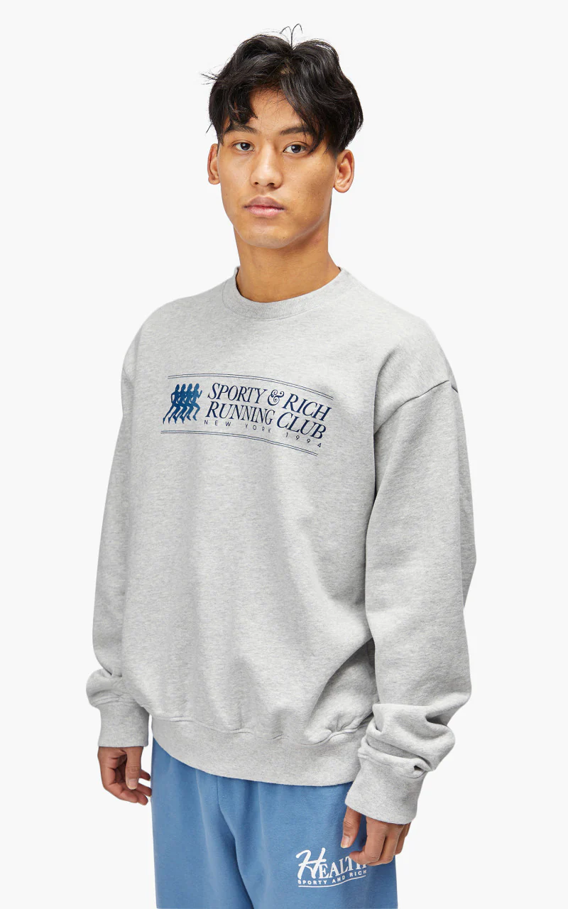 Sporty & Rich 94 Running Club Crewneck Heather Gray - Image 4
