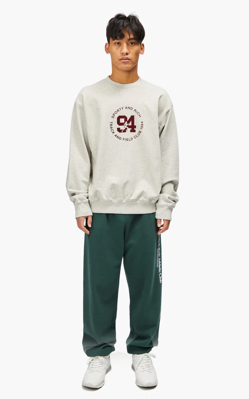 Sporty & Rich 94 Track & Field Flocked Crewneck Heather Oatmeal - Image 2