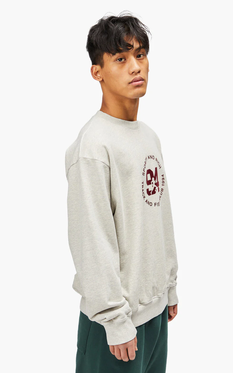 Sporty & Rich 94 Track & Field Flocked Crewneck Heather Oatmeal - Image 5