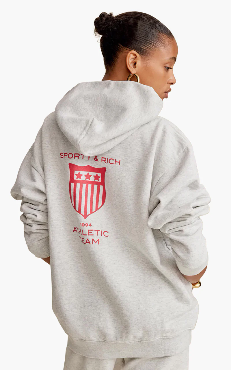 Sporty & Rich Athletic Team Hoodie Heather Gray - Image 4