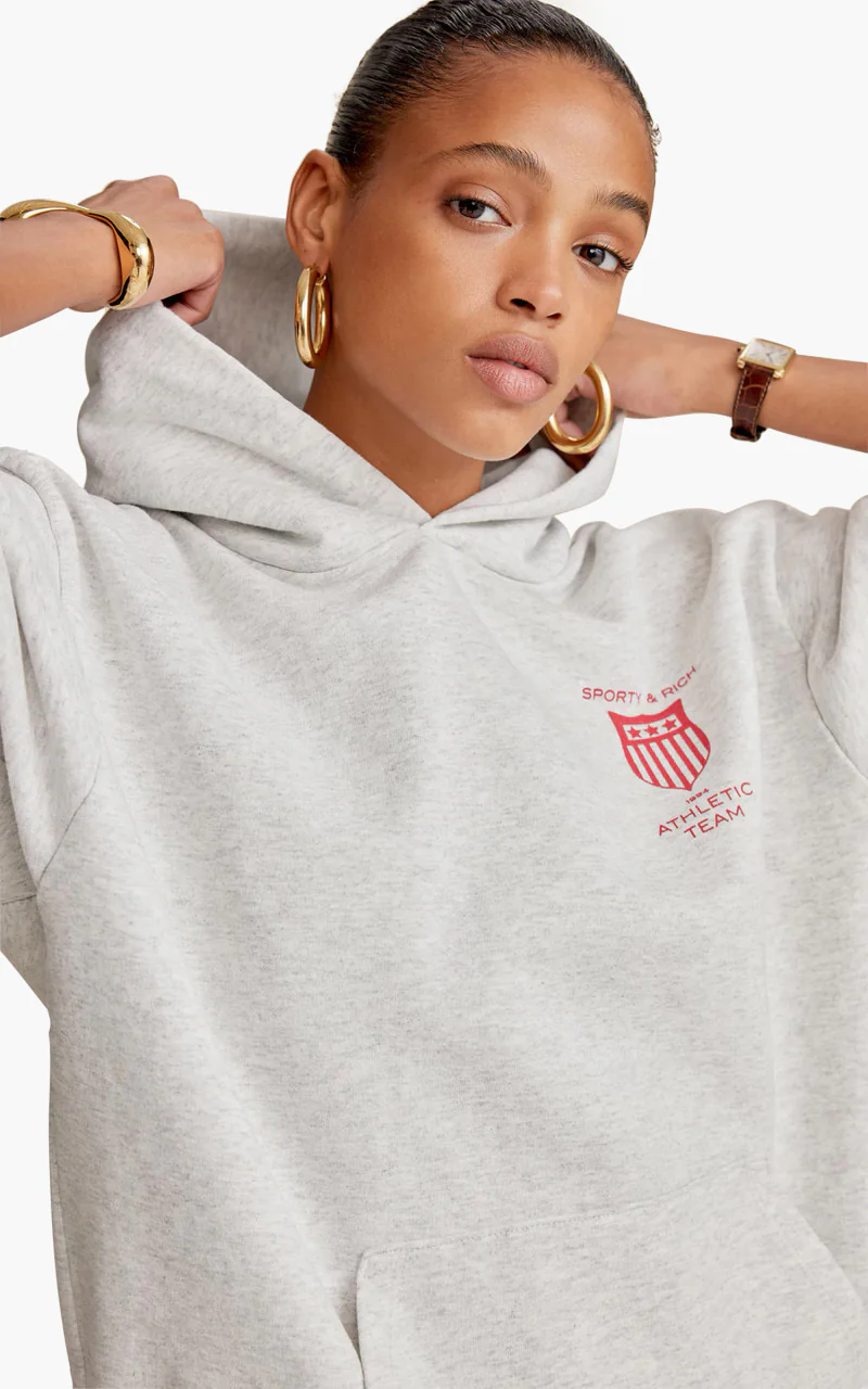 Sporty & Rich Athletic Team Hoodie Heather Gray - Image 6