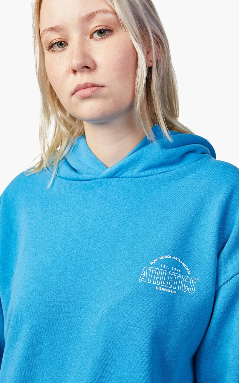 Sporty & Rich Athletics Hoodie Ocean/White - Image 4