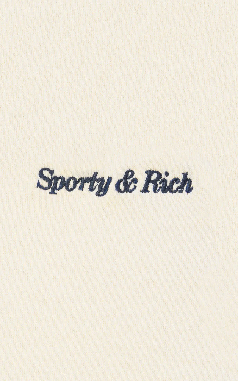 Sporty & Rich Classic Logo Embroidered Polo Cream - Image 5