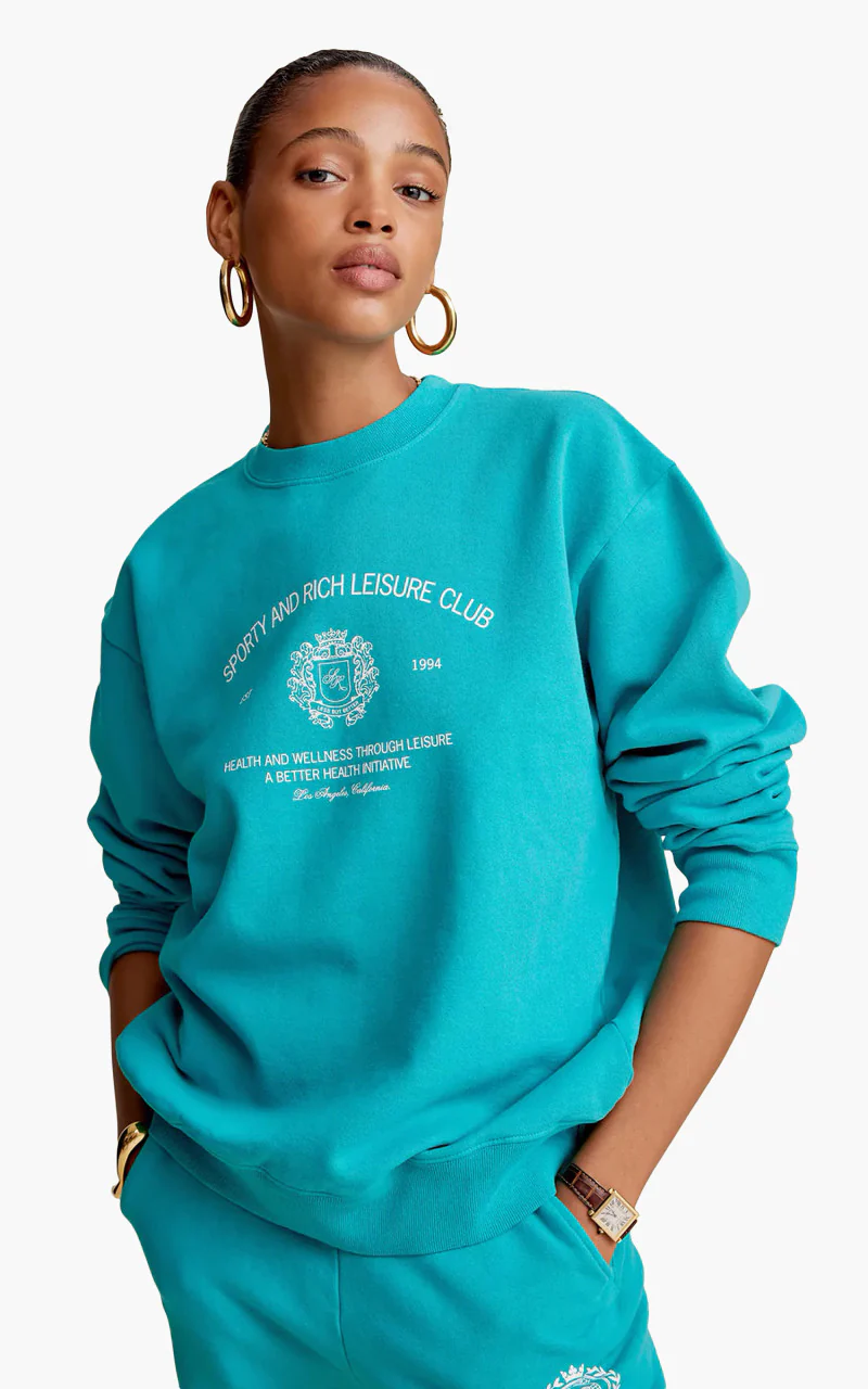 Sporty & Rich Crest Crewneck Teal - Image 2