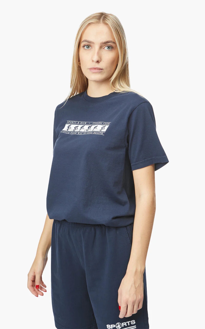 Sporty & Rich Cycling Club T-Shirt Navy - Image 4