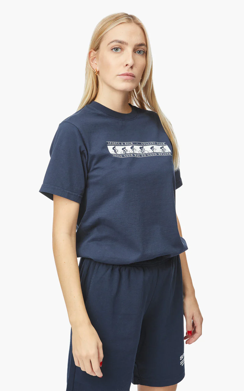Sporty & Rich Cycling Club T-Shirt Navy - Image 5