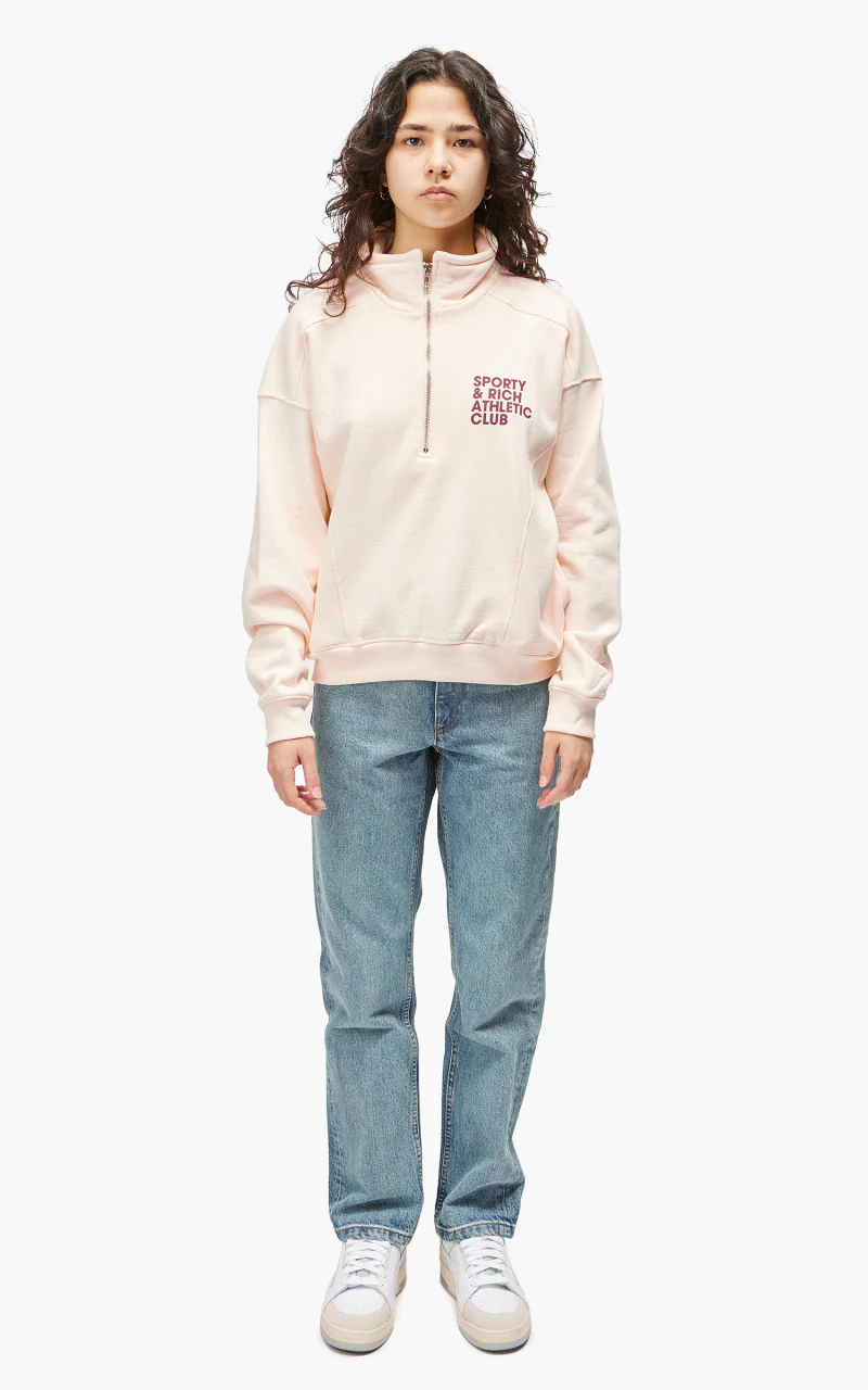 Sporty & Rich Exercise Often Quarter Zip Cream/Merlot - Image 2