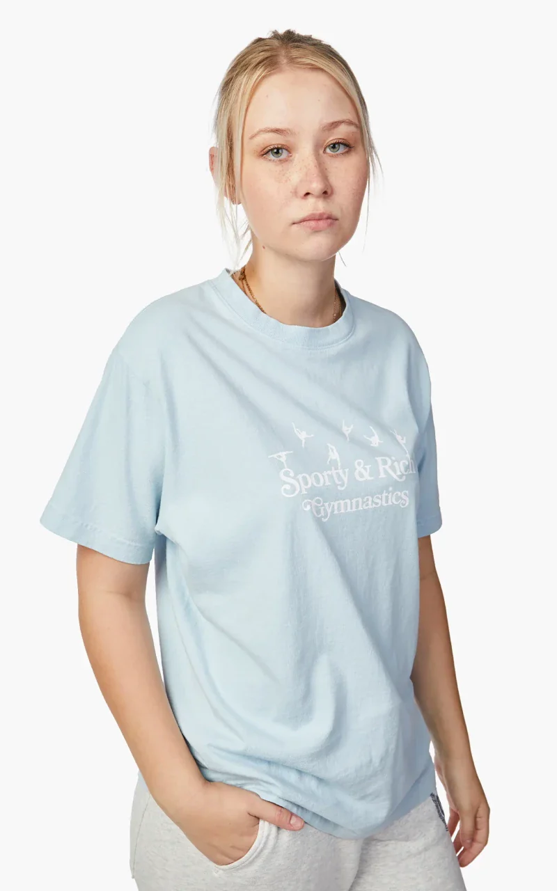 Sporty & Rich SR Gymnastics T-Shirt Baby Blue - Image 4