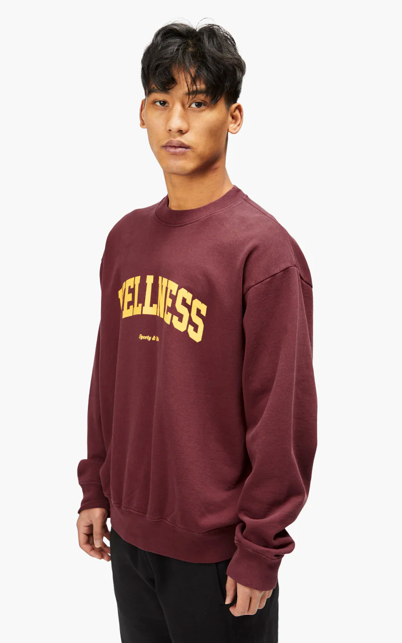 Sporty & Rich Wellness Ivy Crewneck Merlot/Gold - Image 4