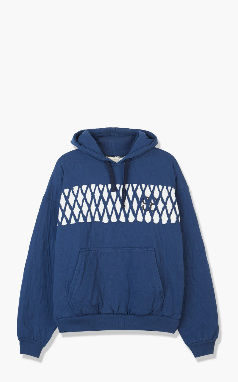 Stefan Cooke Quilted Jersey Hoodie Blue/White