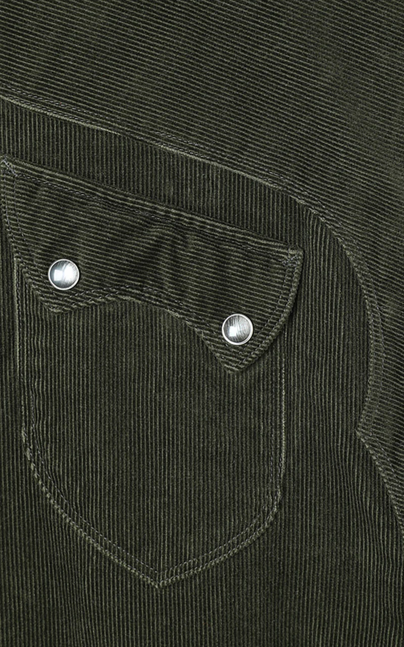 Stevenson Overall Co. Cody Corduroy Shirt Dark Olive - Image 4