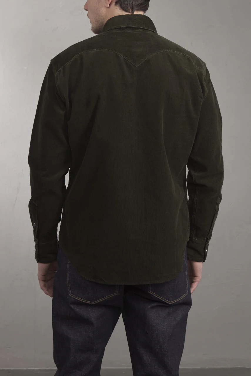 Stevenson Overall Co. Cody Corduroy Shirt Dark Olive - Image 5