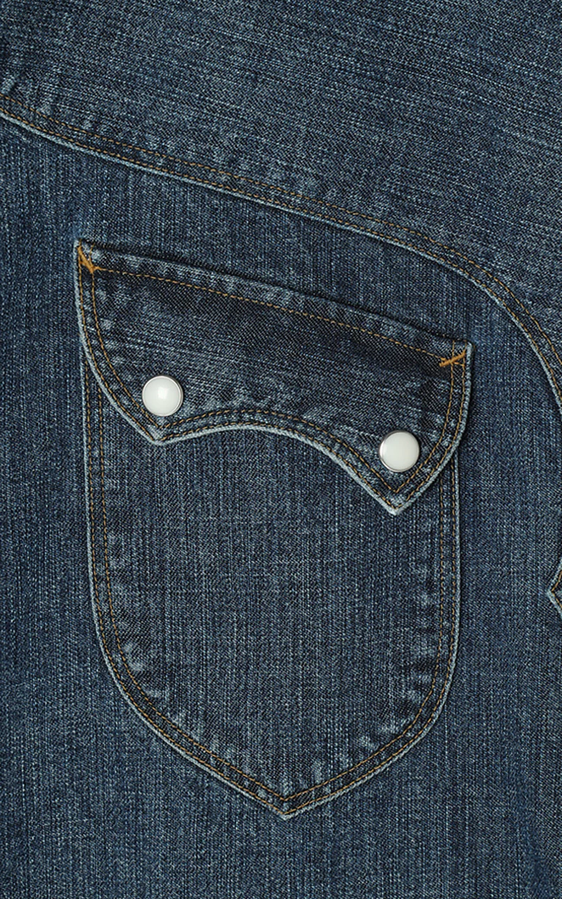 Stevenson Overall Co. Cody Denim Shirt Faded Indigo - Image 4