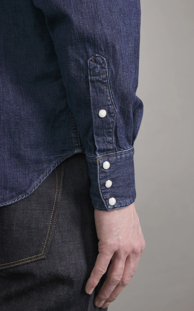 Stevenson Overall Co. Cody Denim Shirt Faded Indigo - Image 7
