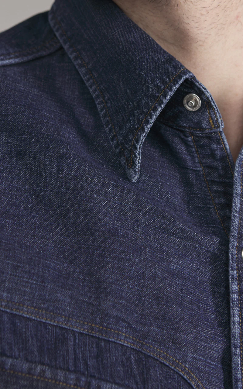 Stevenson Overall Co. Cody Denim Shirt Faded Indigo - Image 8