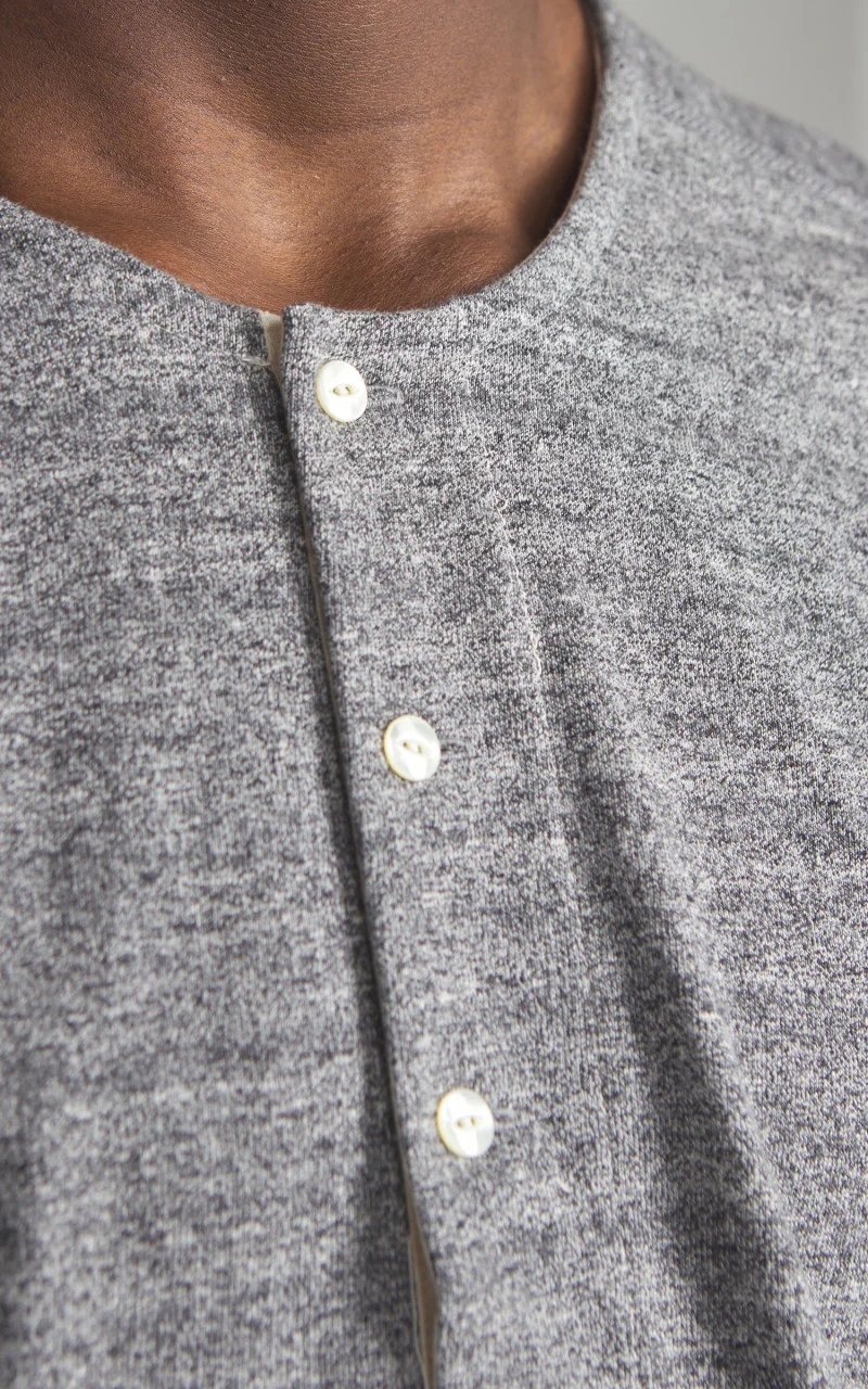 Stevenson Overall Co. SideFlex Loopwheeled Henley Heather Grey - Image 4