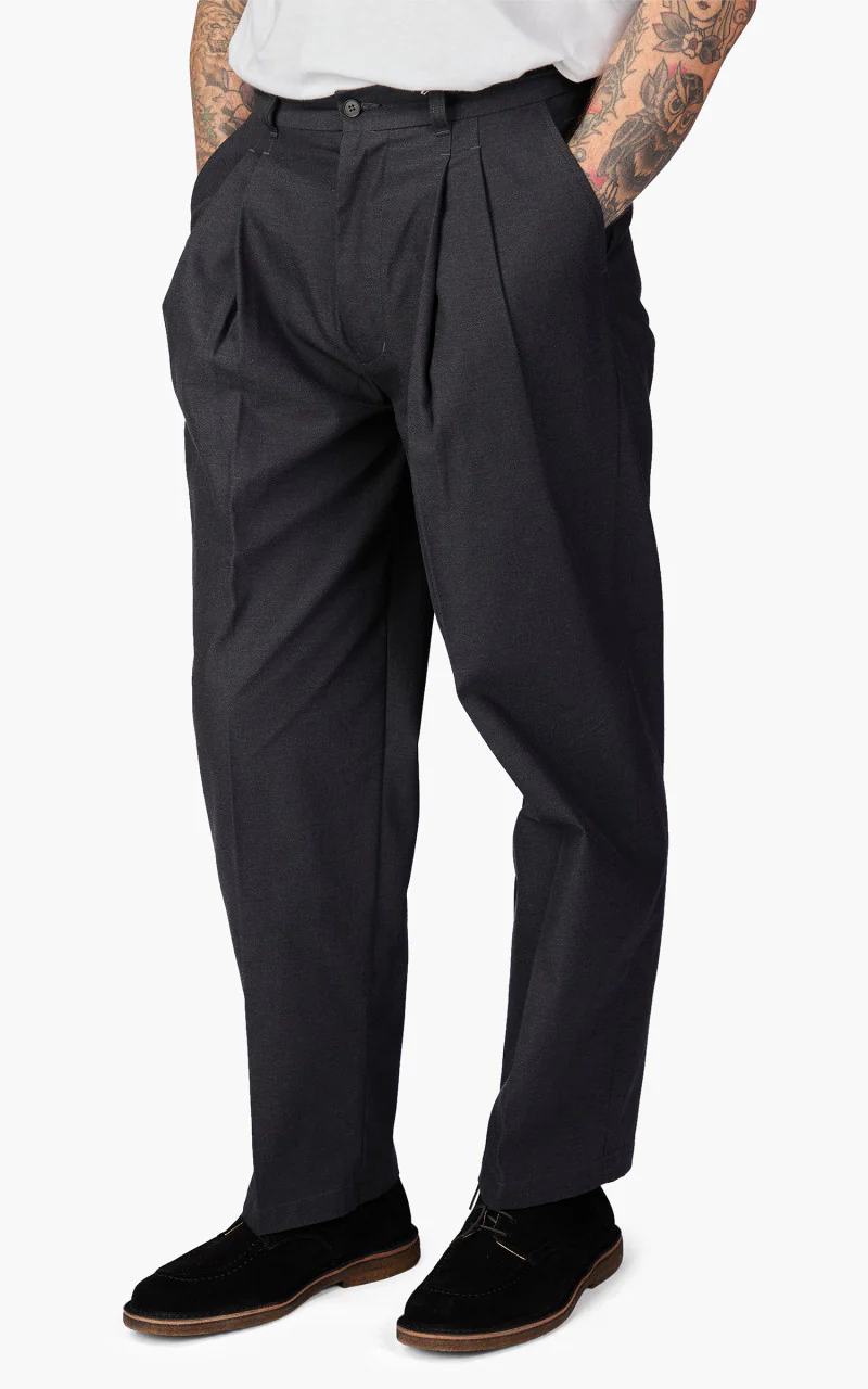 Still By Hand Deep Tuck Pressed Pant Charcoal - Image 3