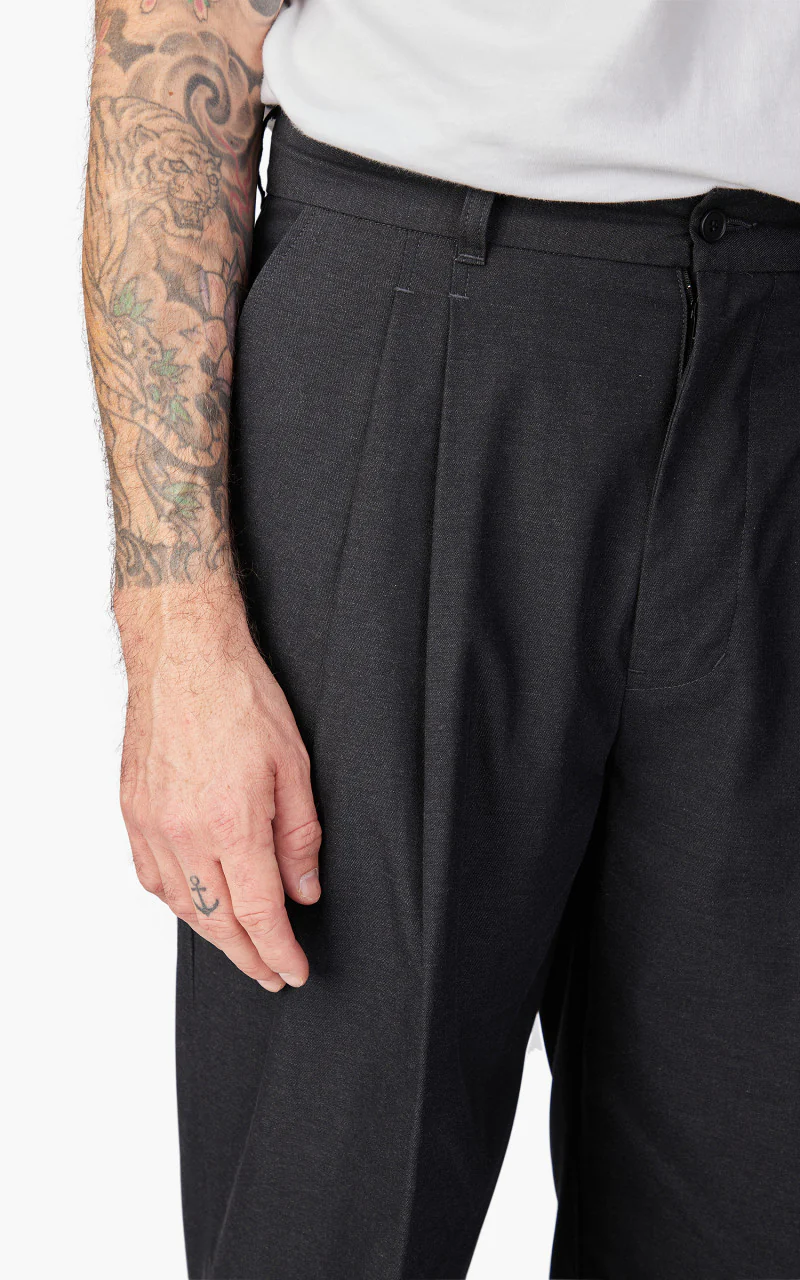 Still By Hand Deep Tuck Pressed Pant Charcoal - Image 4