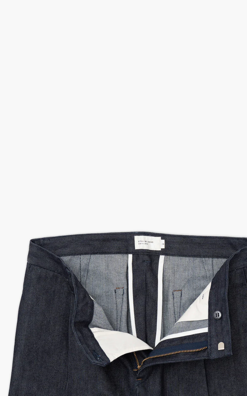 Still By Hand Denim Tapered Pants Navy - Image 3
