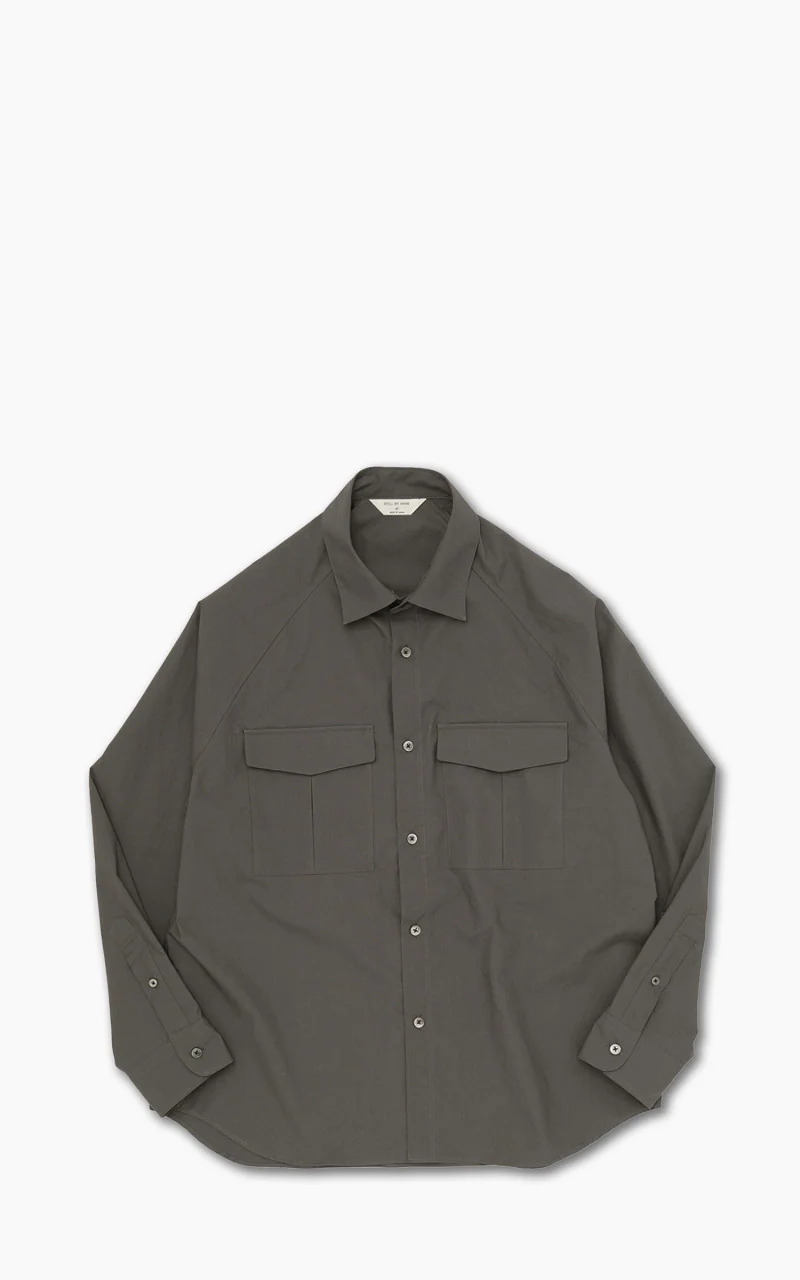 Still By Hand Double Pocket Raglan Shirt Charcoal