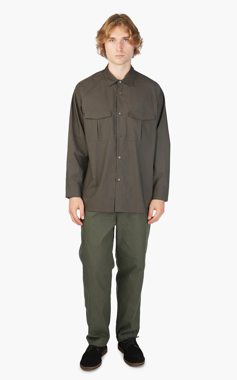 Still By Hand Double Pocket Raglan Shirt Charcoal - Image 2
