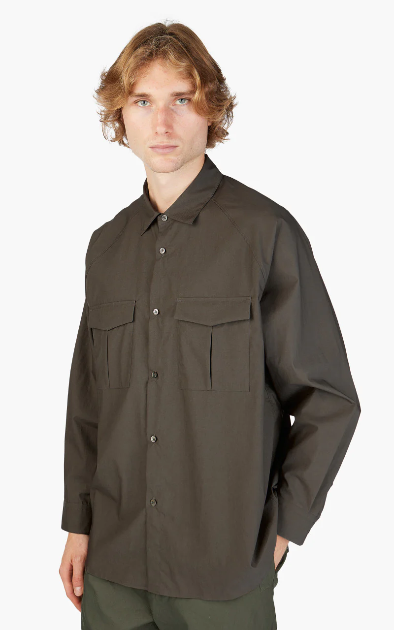 Still By Hand Double Pocket Raglan Shirt Charcoal - Image 4