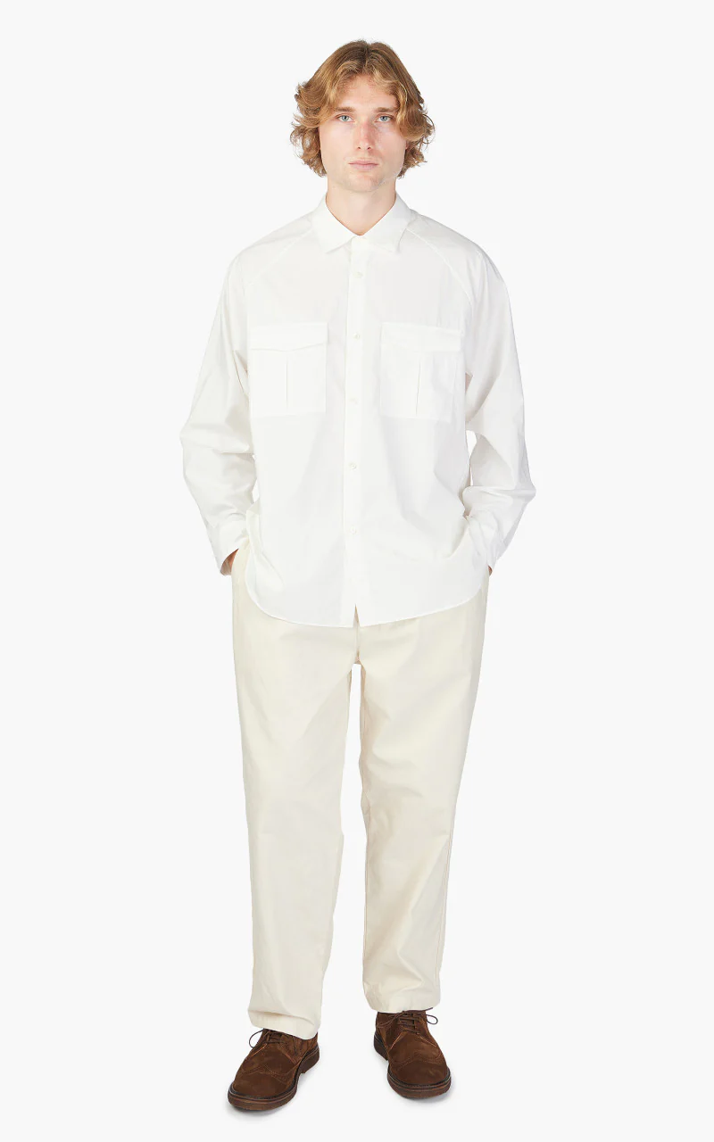 Still By Hand Double Pocket Raglan Shirt Off White - Image 2