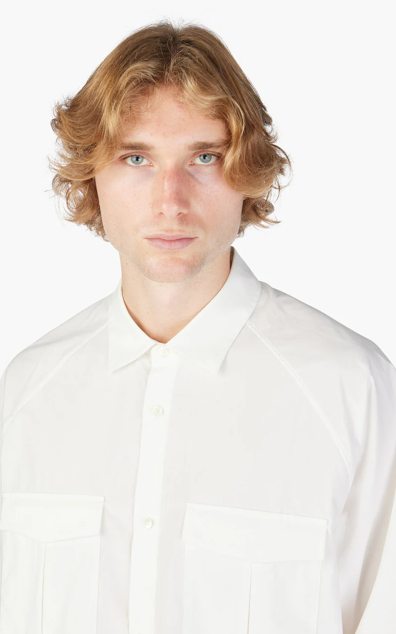 Still By Hand Double Pocket Raglan Shirt Off White - Image 5