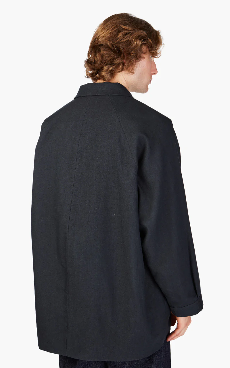 Still By Hand Linen/Wool Half Coat Blue Charcoal - Image 7