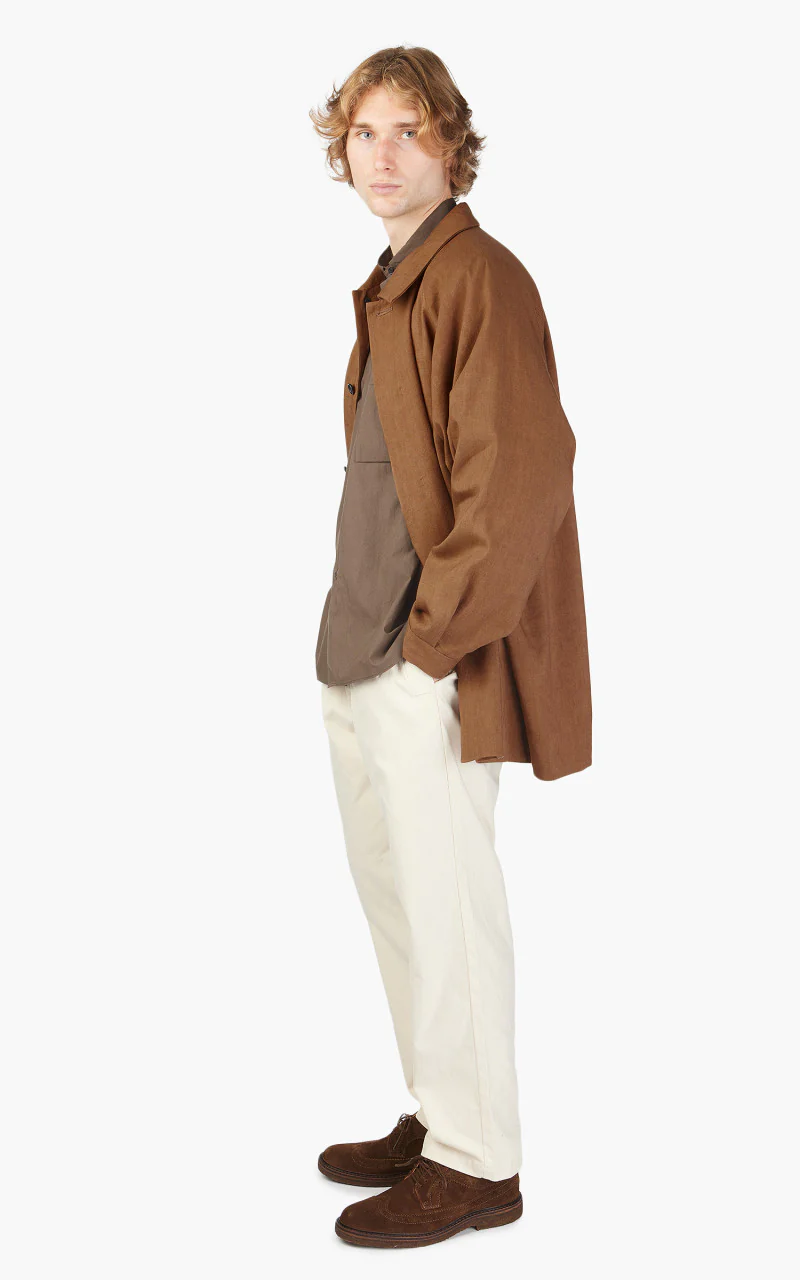 Still By Hand Linen/Wool Half Coat Brick - Image 2