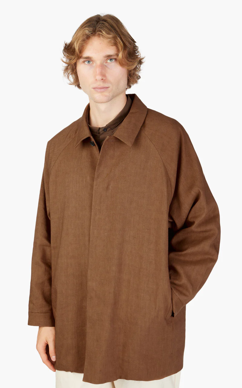 Still By Hand Linen/Wool Half Coat Brick - Image 4