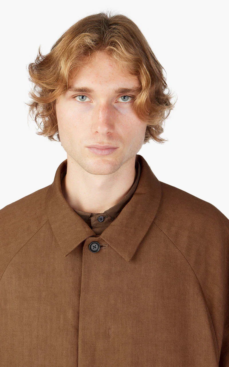 Still By Hand Linen/Wool Half Coat Brick - Image 5