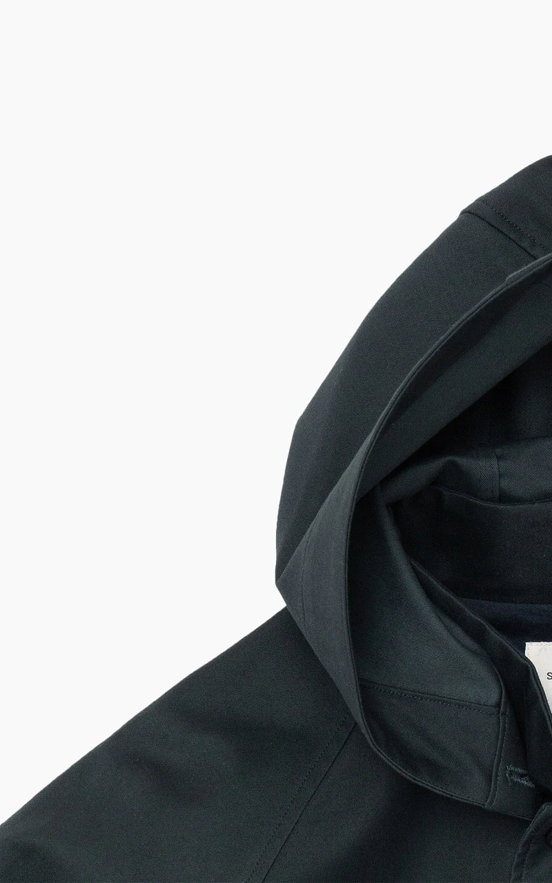 Still By Hand Moleskin Hooded Coat Deep Blue - Image 6