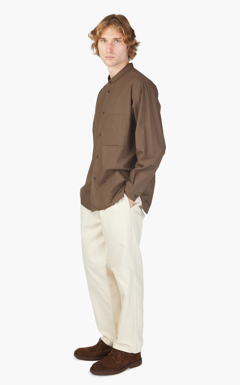 Still By Hand Narrow Collar Shirt Brown - Image 2