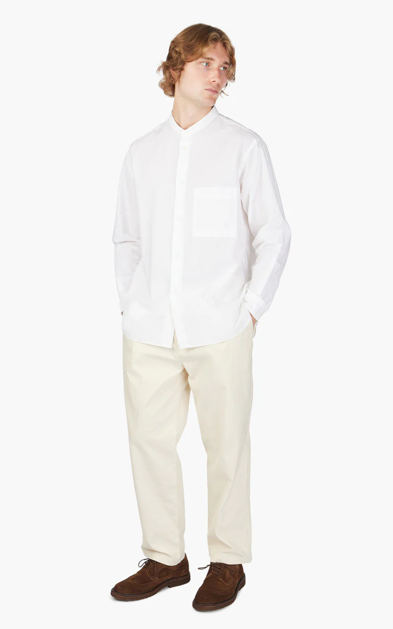 Still By Hand Narrow Collar Shirt White - Image 2