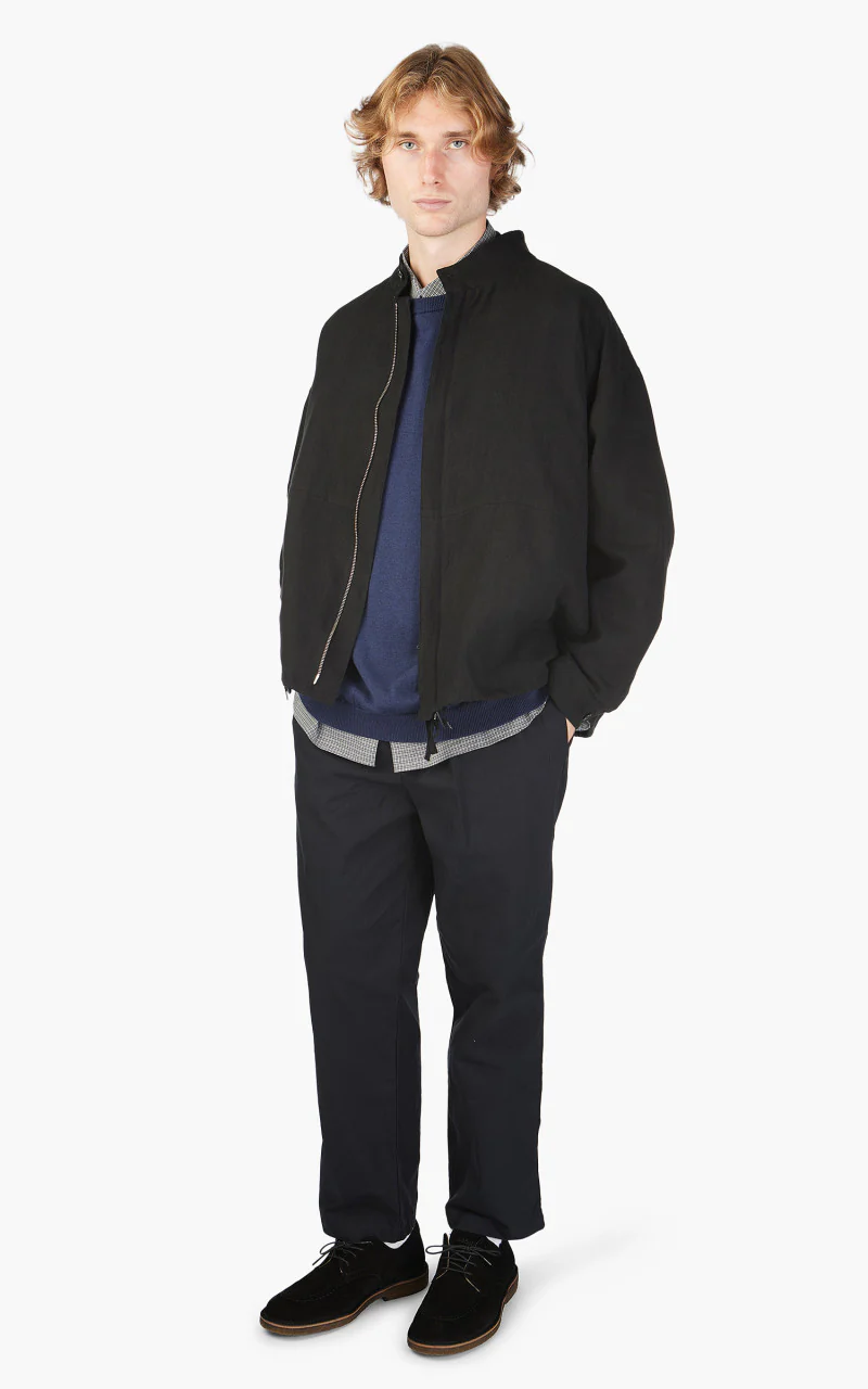 Still By Hand Peach Skin Linen Blouson Ink Black - Image 2