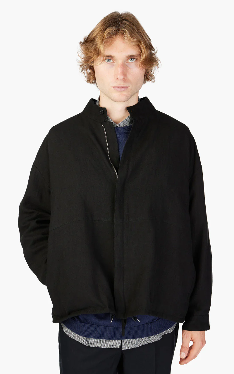 Still By Hand Peach Skin Linen Blouson Ink Black - Image 4