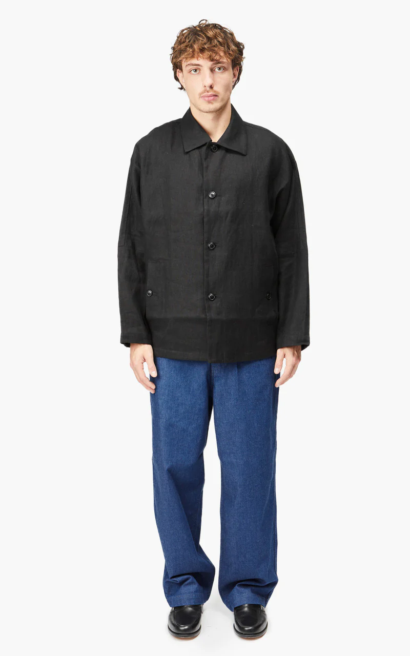 Still By Hand Peach Skin Linen Jacket Black - Image 3