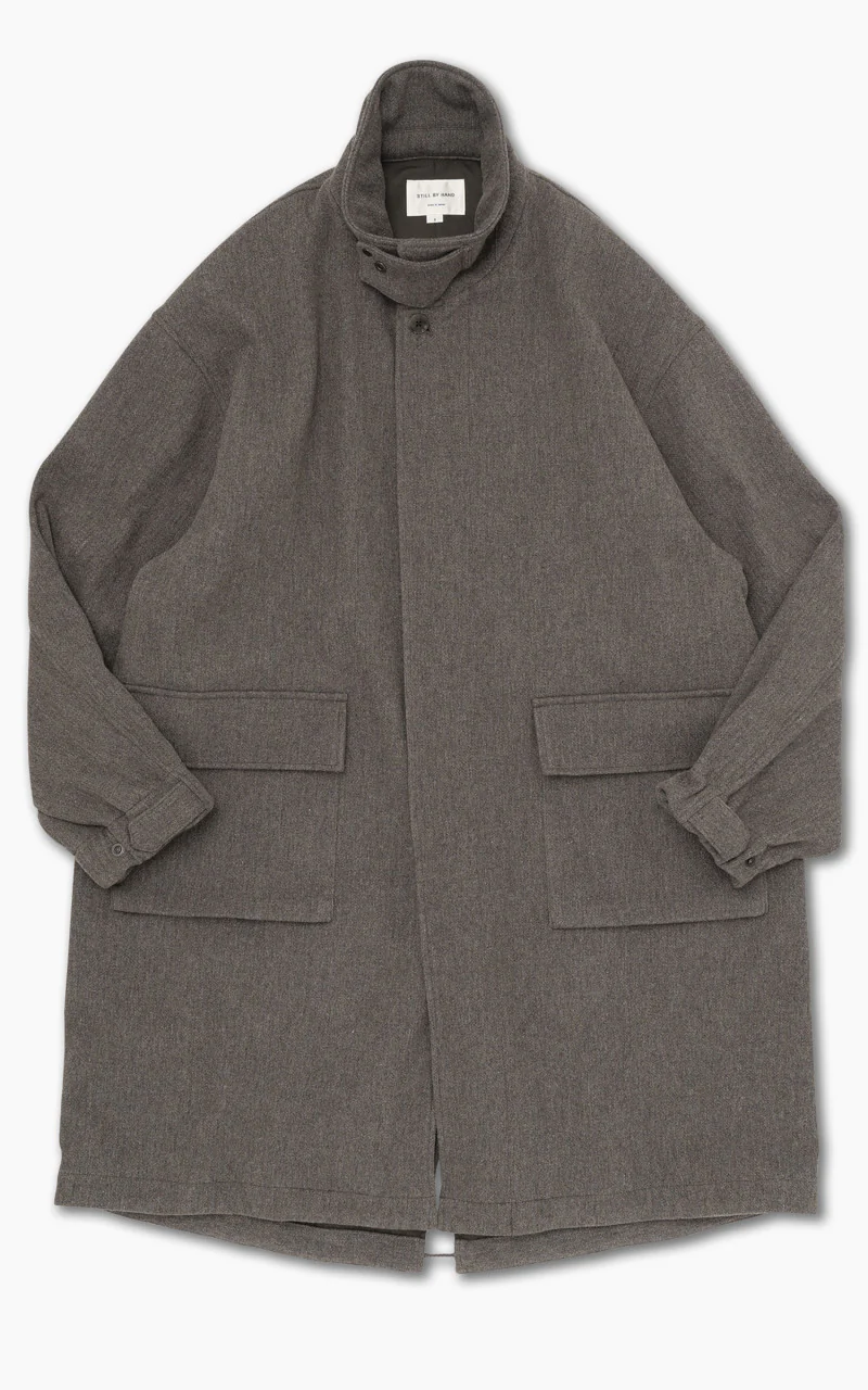 Still By Hand Tweed Fishtail Coat Greige
