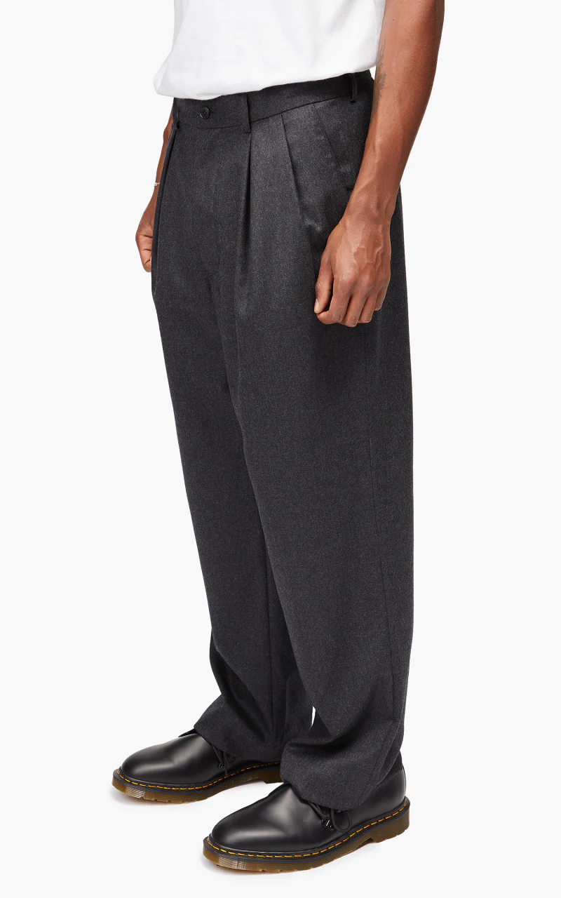 Still By Hand Wide Wool Pants Charcoal - Image 6