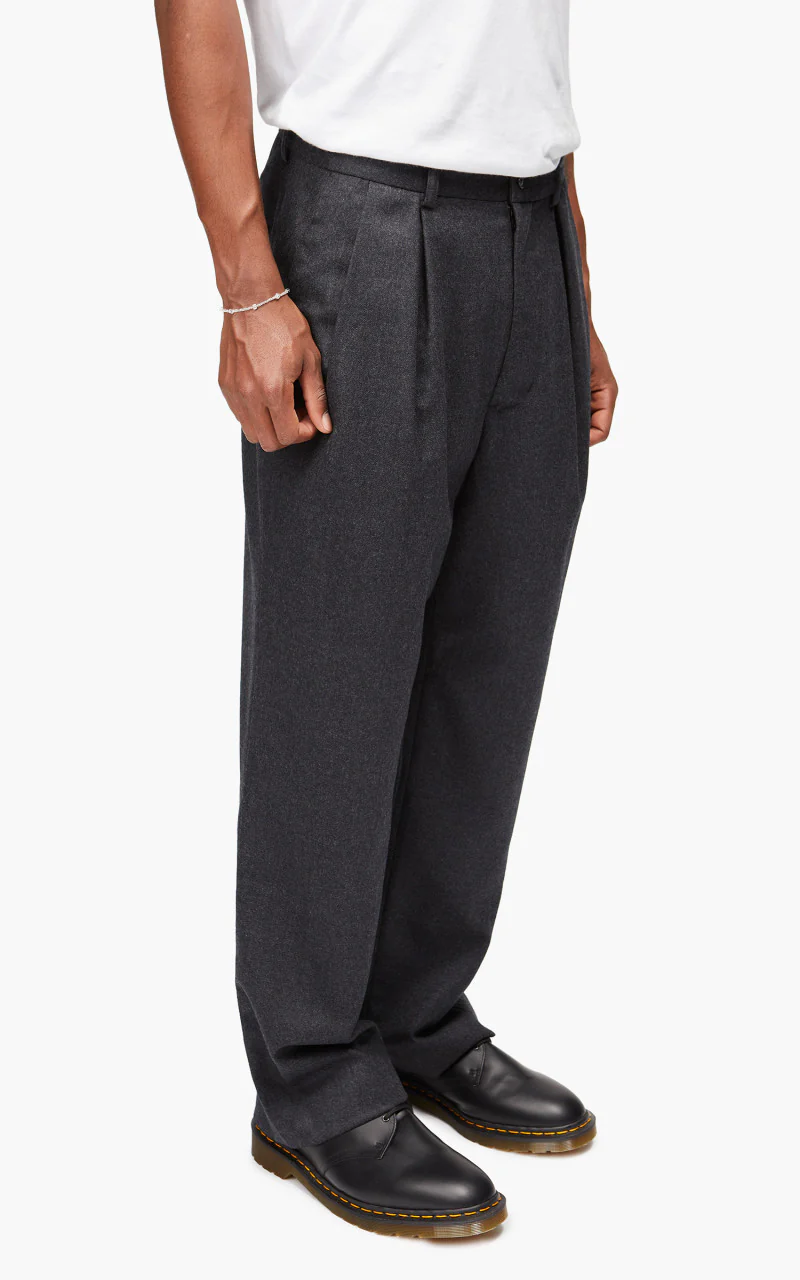 Still By Hand Wide Wool Pants Charcoal - Image 7