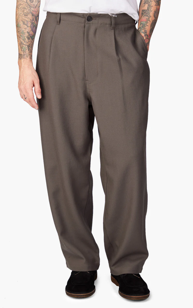 Still By Hand Wide Wool Pants Khaki - Image 3