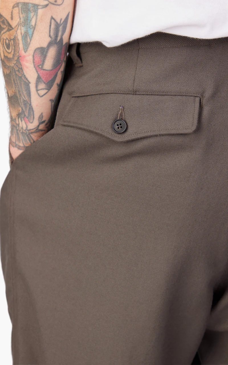Still By Hand Wide Wool Pants Khaki - Image 7