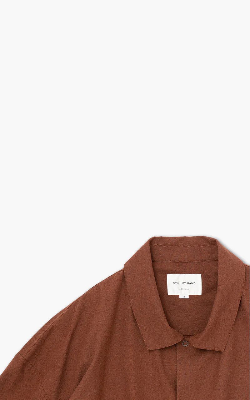 Still By Hand Wool Mix Coach Shirt Brick - Image 2