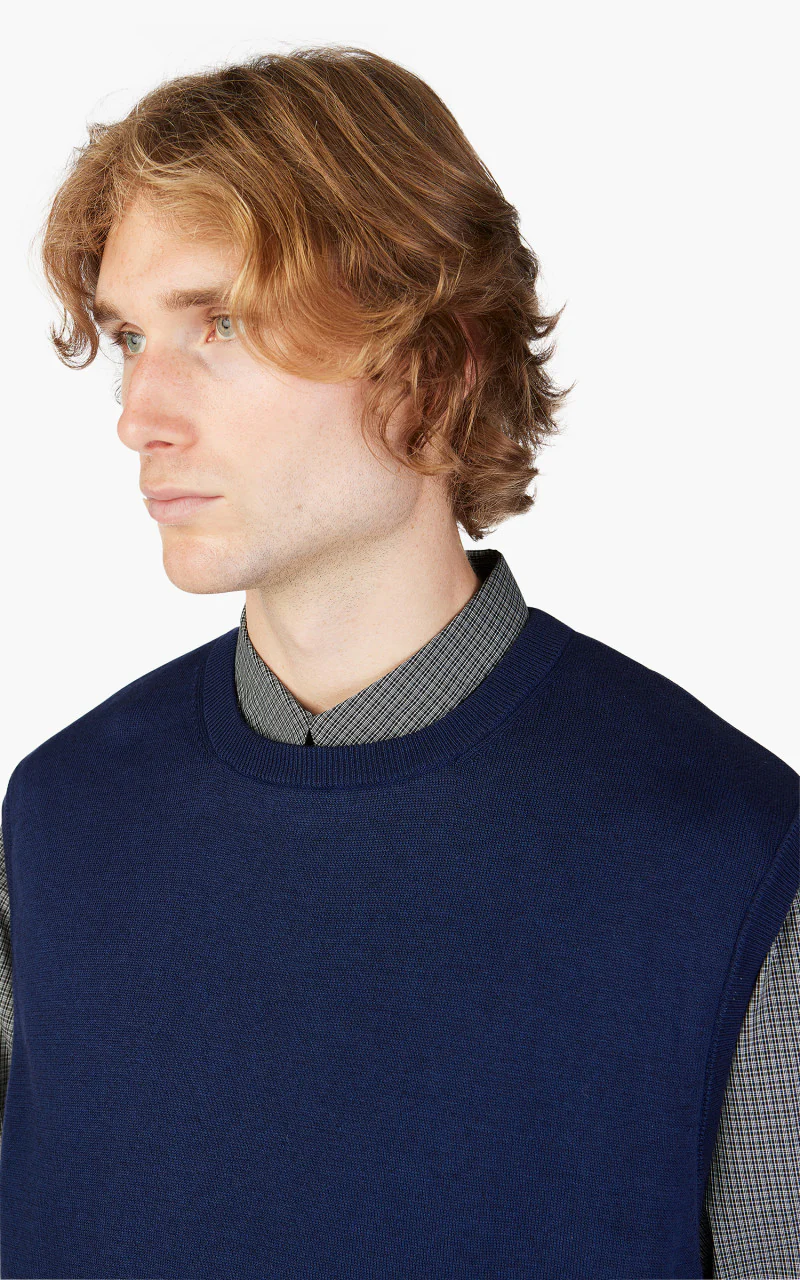 Still By Hand Yak Mix Cotton Vest Blue - Image 5