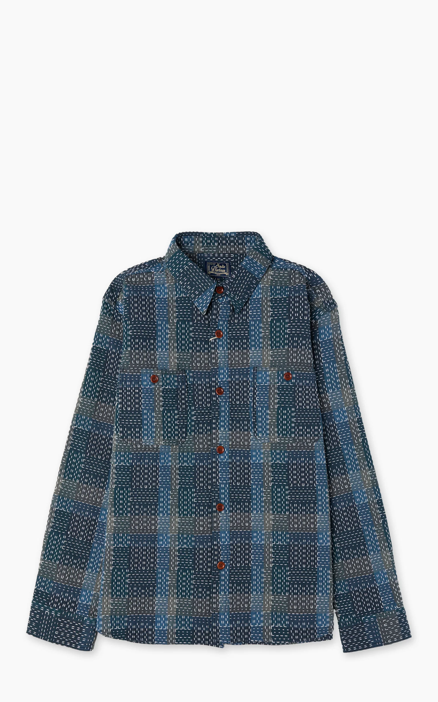 Studio D'Artisan 5651 Noragi Sashiko Shirt Blue