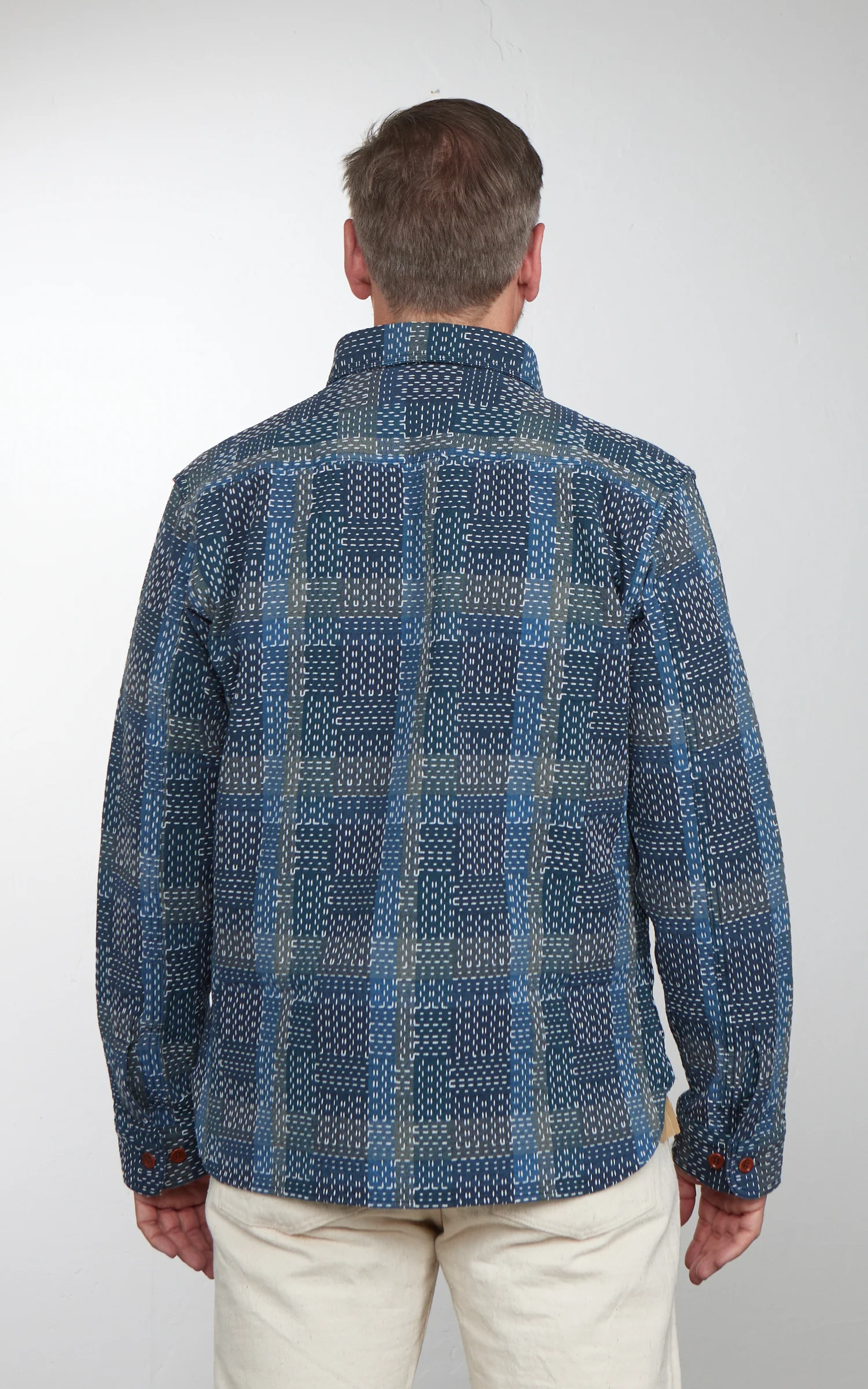 Studio D'Artisan 5651 Noragi Sashiko Shirt Blue - Image 6